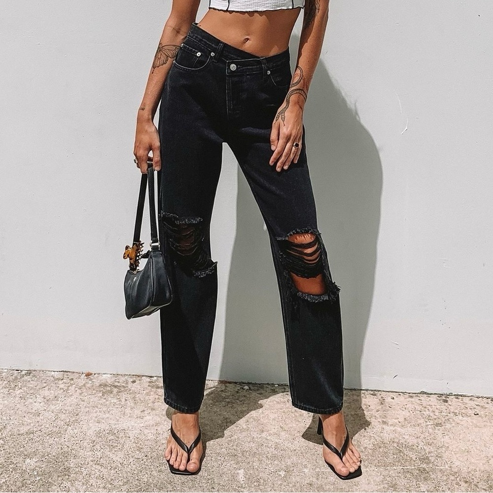 Cello Black Distressed Boyfriend Jeans